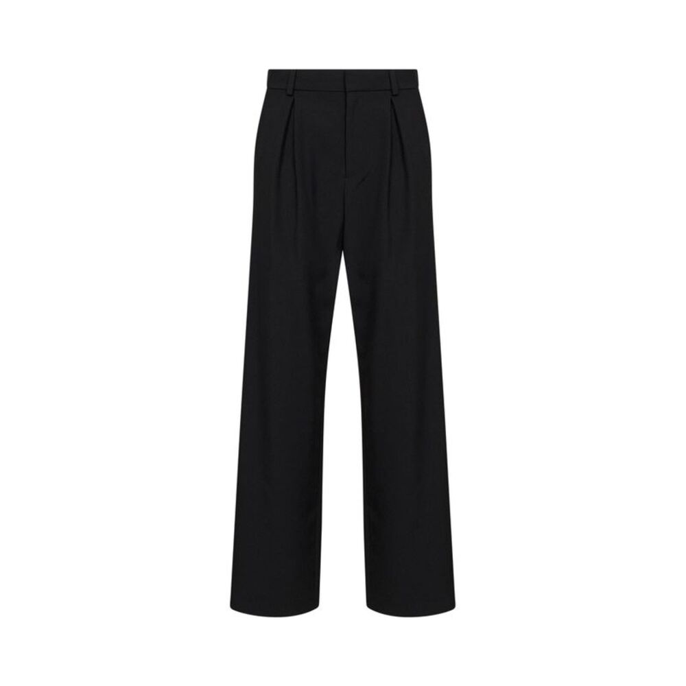Mm6 Women Black Wool Blend Pleated Trousers